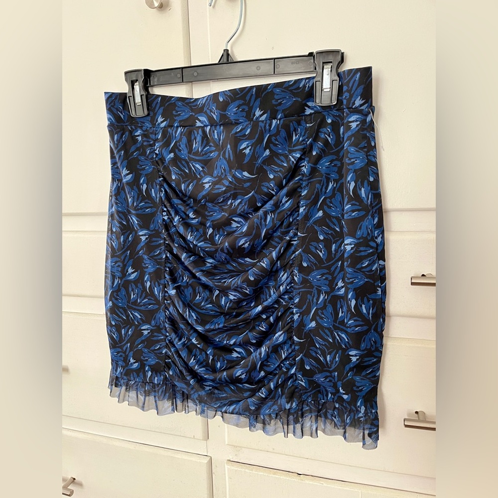 Free People Romi mesh mini skirt in blue floral size large - Picture 7 of 13